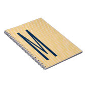 Navy Monogram op Mini Oranje Chevron Pattern Notitieboek (Rechterzijde)