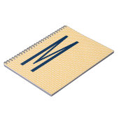 Navy Monogram op Mini Oranje Chevron Pattern Notitieboek (Linkerzijde)