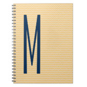 Navy Monogram op Mini Oranje Chevron Pattern Notitieboek (Voorkant)