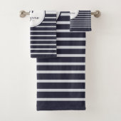 Navy Monogram Stripes Bad Handdoek (Insitu)
