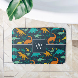 Navy | Monogram van het Kind van het florenpatroon Badmat