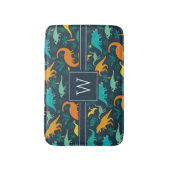 Navy | Monogram van het Kind van het florenpatroon Badmat (Voorkant Verticaal)