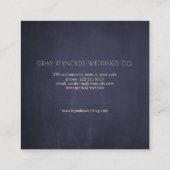 Navy Monogram Waterverf Bloemen Bruiloft Planner Vierkante Visitekaartje (Achterkant)