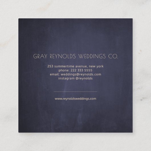 Navy Monogram Waterverf Bloemen Bruiloft Planner Vierkante Visitekaartje (Achterkant)