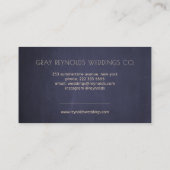 Navy Monogram Waterverf Bloemen Bruiloft Planner Visitekaartje (Achterkant)