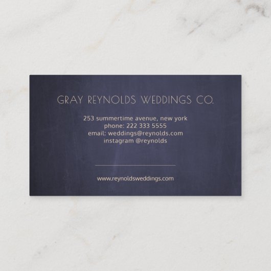 Navy Monogram Waterverf Bloemen Bruiloft Planner Visitekaartje (Achterkant)
