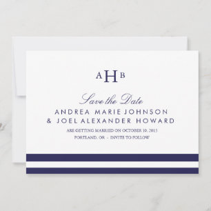 Navy Monogram Wedding Save the Date