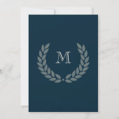 Navy Monogram Wreath Classic College Afstuderen Kaart (Achterkant)
