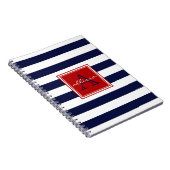 Navy Monogrammed Awning Stripe Notitieboek (Rechterzijde)