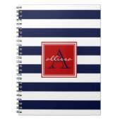Navy Monogrammed Awning Stripe Notitieboek (Voorkant)