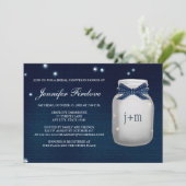 Navy Monogrammed Firefly Mason Jar Vrijgezellenfee Kaart (Staand voorkant)