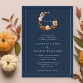 Navy Monogrammed Wedding Kaart