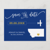 Navy Montana Wedding Save the Date Map Briefkaart (Voorkant)