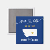 Navy Montana Wedding Save the Date Map Magneet (Voorkant / Achterkant)