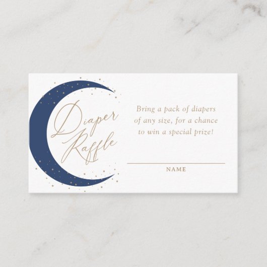 Navy Moon Baby shower Luier Raffle Ticket Informatiekaartje (Voorkant)