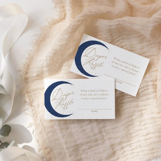 Navy Moon Baby shower Luier Raffle Ticket Informatiekaartje
