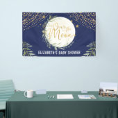 Navy Moon Star Greenery Gold Baby shower Welkom Spandoek (Beurs)