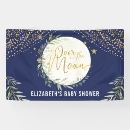 Navy Moon Star Greenery Gold Baby shower Welkom Spandoek