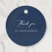 Navy Moon Stars Celestial Baby Shower Bedankjes Labels (Achterkant)