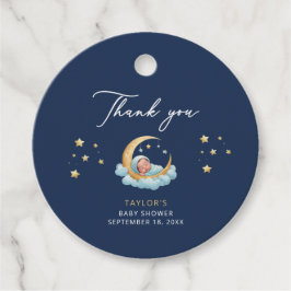Navy Moon Stars Celestial Baby Shower Bedankjes Labels