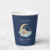 Navy Moon Stars Celestial Baby Shower Paper Cups Papieren Bekers (Achterkant)