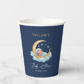Navy Moon Stars Celestial Baby Shower Paper Cups Papieren Bekers (Voorkant)