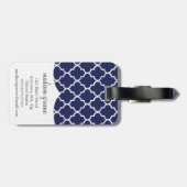 Navy Moroccan Tiles Lattice Specialized Bagagelabel (Achterkant horizontaal)