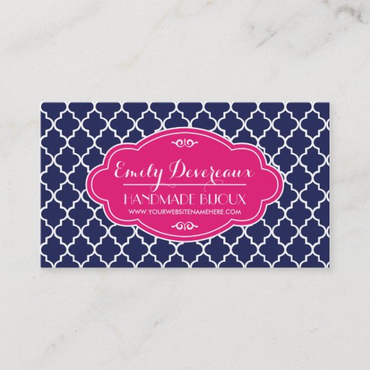 Navy Moroccan Tiles Lattice Specialized Visitekaartje (Voorkant)