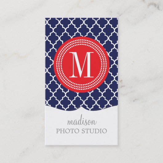 Navy Moroccan Tiles Lattice Specialized Visitekaartje (Voorkant)