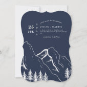 Navy Mountains Pine Tree Outdoor Wedding Kaart (Voorkant)