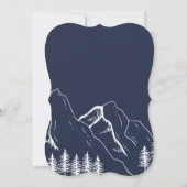Navy Mountains Pine Tree Outdoor Wedding Kaart (Achterkant)