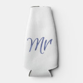 Navy Mr, elegant script, faux folie Flesjeskoeler (Voorkant)