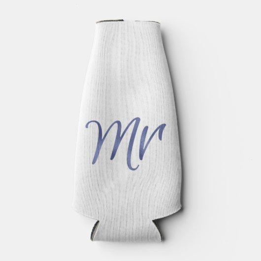 Navy Mr, elegant script, faux folie Flesjeskoeler (Voorkant)