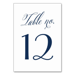 Navy Mr. en Mrs Elegant Script Table Numbers Kaart