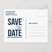 NAVY & MUSTARD NAUTICAL SAVE the DATE BRIEFKAART (Achterkant)