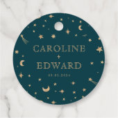 Navy Mystiek Gouden Sterren Maan Astronomie Bruilo Bedankjes Labels (Achterkant)