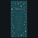 Navy Mystiek Gouden Sterren Maan Astronomie Bruilo Menu<br><div class="desc">Navy Mystiek Gouden Sterren Maan Astronomie Bruiloft</div>