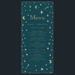 Navy Mystiek Gouden Sterren Maan Astronomie Bruilo Menu<br><div class="desc">Navy Mystiek Gouden Sterren Maan Astronomie Bruiloft</div>