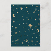 Navy Mystiek Gouden Sterren Maan Bruiloft Details Informatiekaartje (Achterkant)