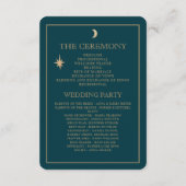 Navy Mystieke Gouden Sterren Maan Trouwprogramma's Informatiekaartje (Achterkant)