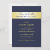 Navy n Gold Elegant Rehearsal Dinner Invitation Kaart (Voorkant)
