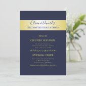 Navy n Gold Elegant Rehearsal Dinner Invitation Kaart (Staand voorkant)