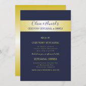 Navy n Gold Elegant Rehearsal Dinner Invitation Kaart (Voorkant / Achterkant)