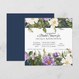 Navy n Lavendel Ivoor Rozen Bloemen Vrijgezellenfe Kaart