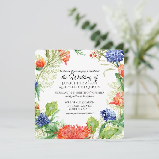 Navy n Sinaasappel Koraal Mums Destilles Botanisch Kaart (Staand voorkant)