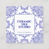 Navy Naadloze Mozaïek Tegel Patroon Vierkante Visitekaartje (Voorkant)