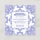 Navy Naadloze Mozaïek Tegel Patroon Vierkante Visitekaartje (Achterkant)