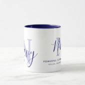 Navy naam betekenis en monogram blauwe tekst mok (Midden)