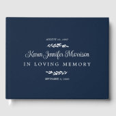 Navy Name in Script Greenery in Loving Memory Gastenboek (Voorkant)