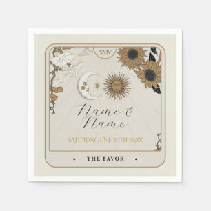 Navy Napkins Trouwnamen Tarot Kaarten Sun Moon Servet